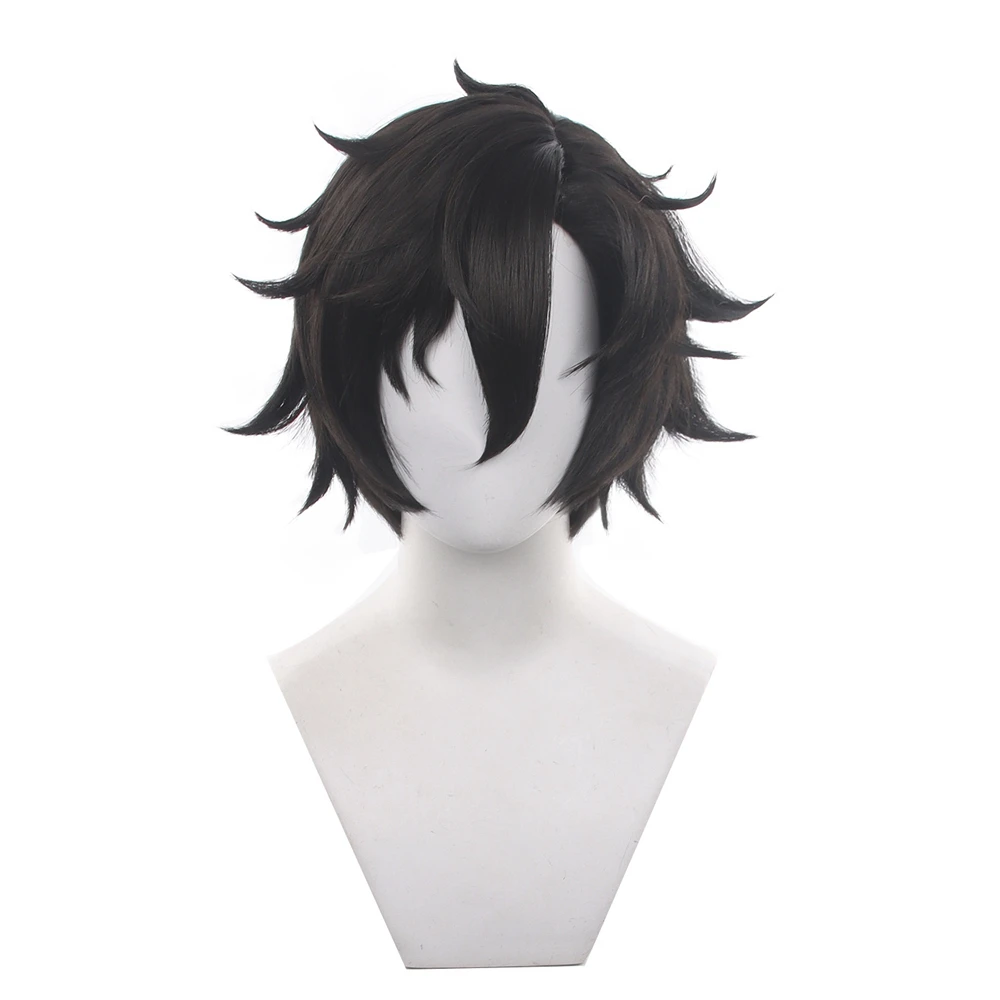 11.81in Black Identity V Dentist Cosplay Wig Finsen Hunter Role Play Wig Heat Resistant Synthetic Hair Hallowmas Party