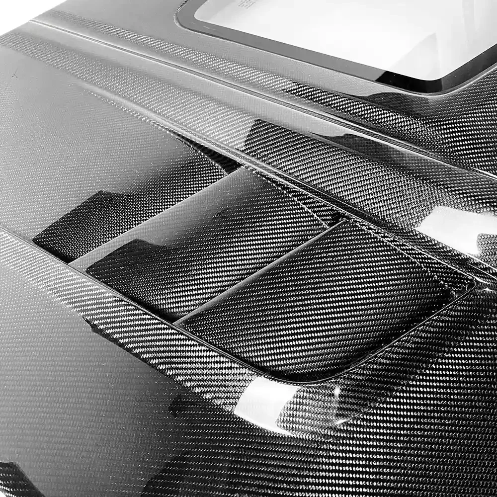 For  G37 2 Door Coupe 2008-13 Carbon Fiber Clear Glass Vented Front Hood with Bolts Bolt-On New