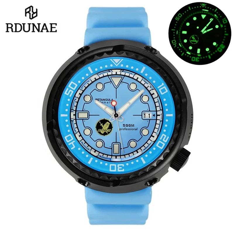 RDUNAE R1ZK-II Diver Watch Titanium Sapphire Bezel NH35 Movement Automatic Mechanical C3 Luminous 500M Waterproof Men Wristwatch