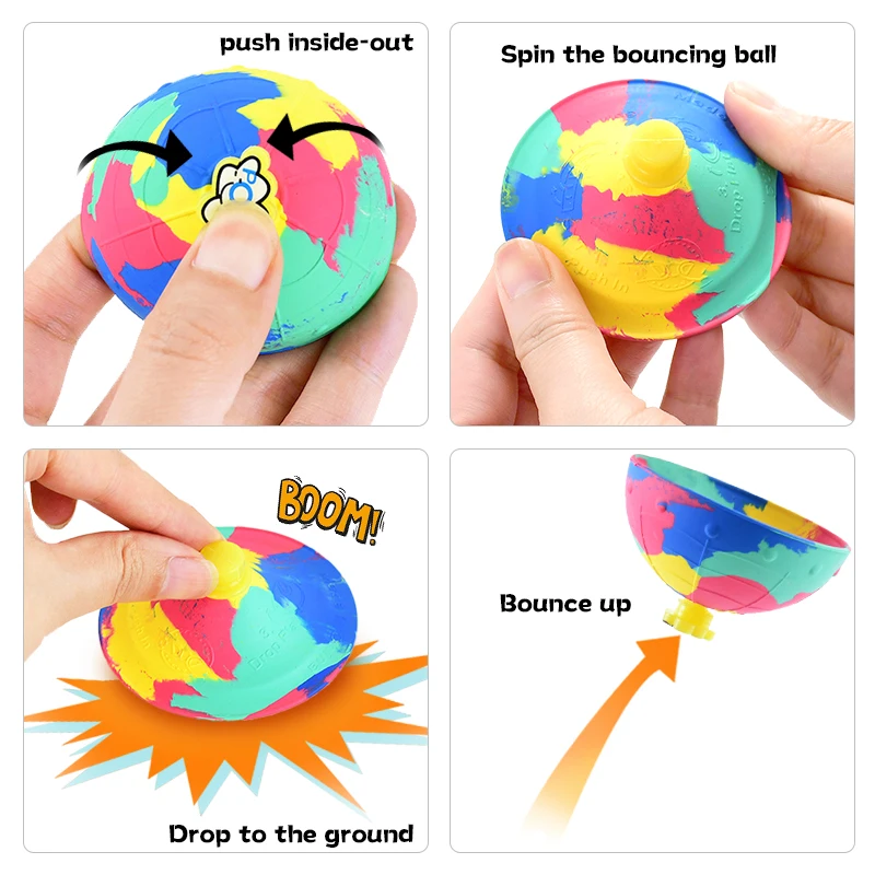 1pc Camo Bounce Bowl Hip Hop Jump Half Side Bouncing Ball Gyroscope Fidget Toys For Children Birthday Party Gifts Fillers Reward