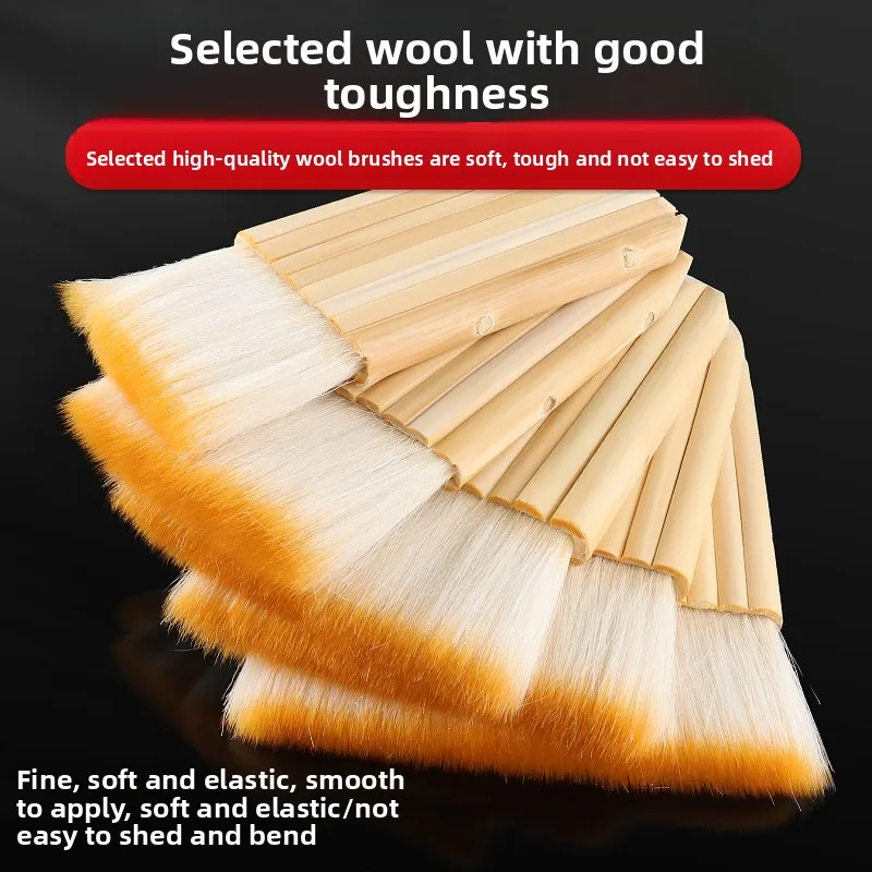 Natural Wool Bristle Brush Soft Typesetting Painting Tool Bamboo Handle Craft Calligraphy Art Supply for Home Office