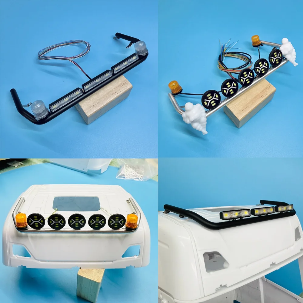 Metal LED Cab Car Shell High-top Spotlight for 1/14 Tamiya RC Dump Truck SCANIA 770S Toys Car Upgrade Parts