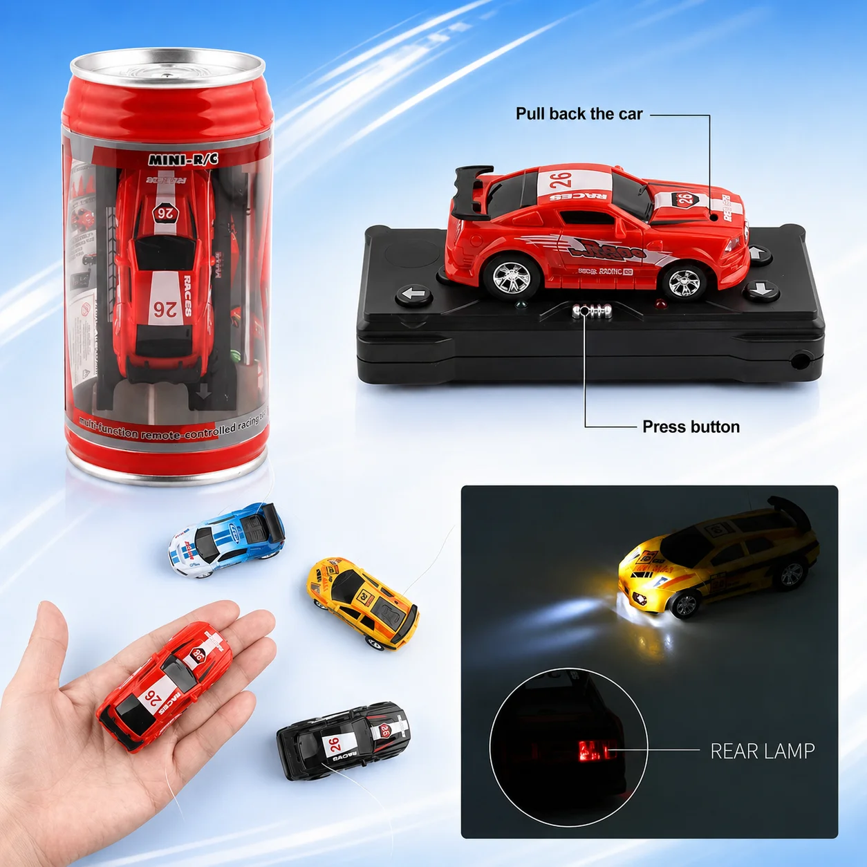 Mini Can Mini Cans RC Car Battery Operated Plastic Remote Control Racing Vehicle with Roadblocks Micro Racing Car for Kids Boys