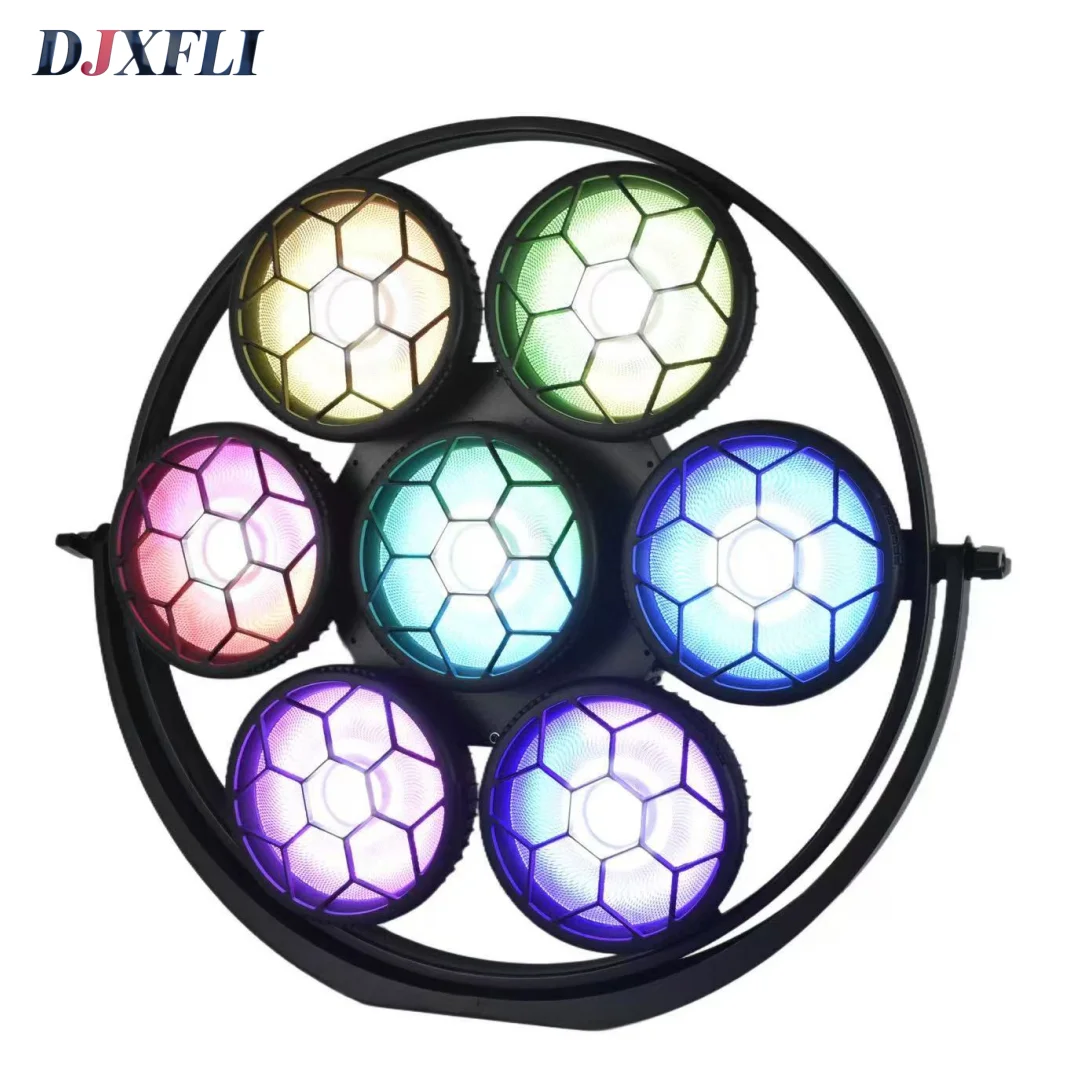 

200W 7 Eyes RGB+White&Yellow LED Retro Audience Wash Light DMX512 Stage Background Effect Lights for KTV Wedding Party Disco DJ