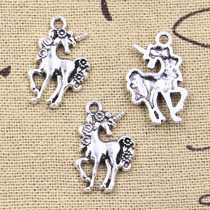 20pcs Charms Horse Unicorn 23x15mm Antique Silver Color Pendants DIY Crafts Making Findings Handmade Tibetan Jewelry