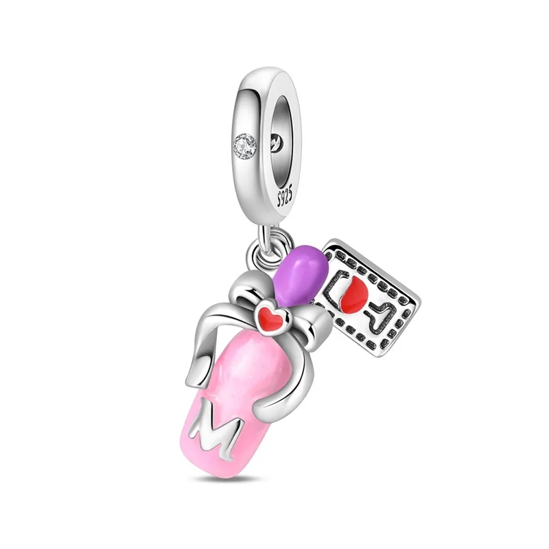 

Hot Sale 925 Sterling Silver Pink Wine Glass Pendant Charms Jewellery Fit Original 925 Bracelet Necklace for Women DIY Gift