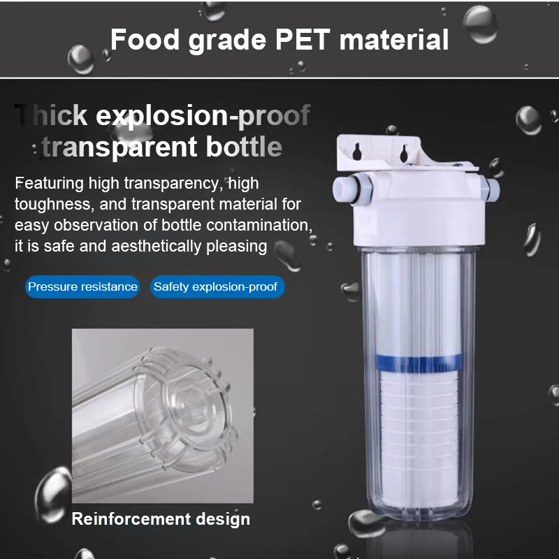 DMWD-prefiltro de algodón PP, botella transparente a prueba de explosiones, purificador de agua, suavizante, cartucho de filtro de carbón activado,