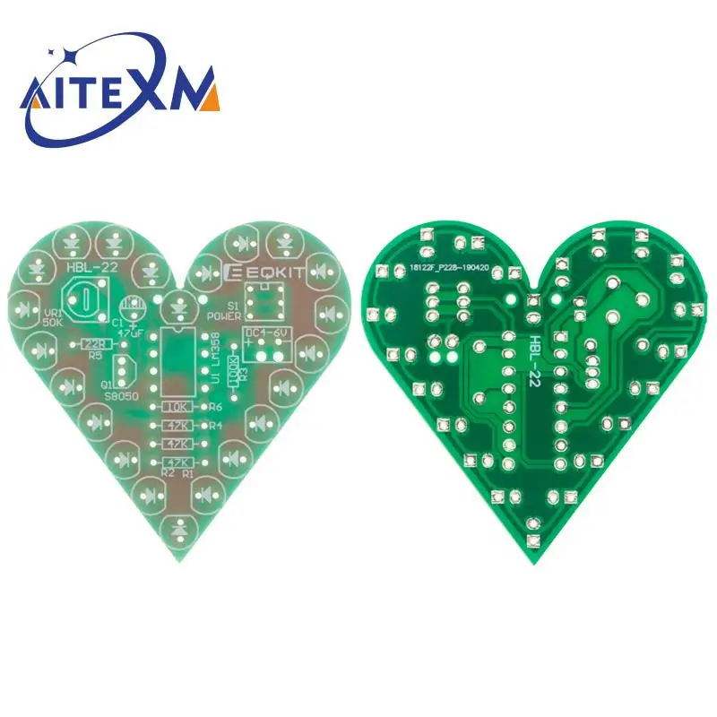 DIY Kit Heart Shape Breathing Lamp Kit DC 4V-6V Breathing LED Suite Red White Blue Green DIY Electronic Production for Learning