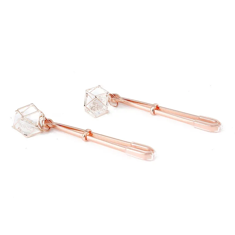 1 par de pinzas para pezones de Bondage de Metal de oro rosa, Clips para esclavo de labios, juguetes para mujeres BDSM, juegos sexuales para adultos, juguetes para estimular el pecho y coqueteo