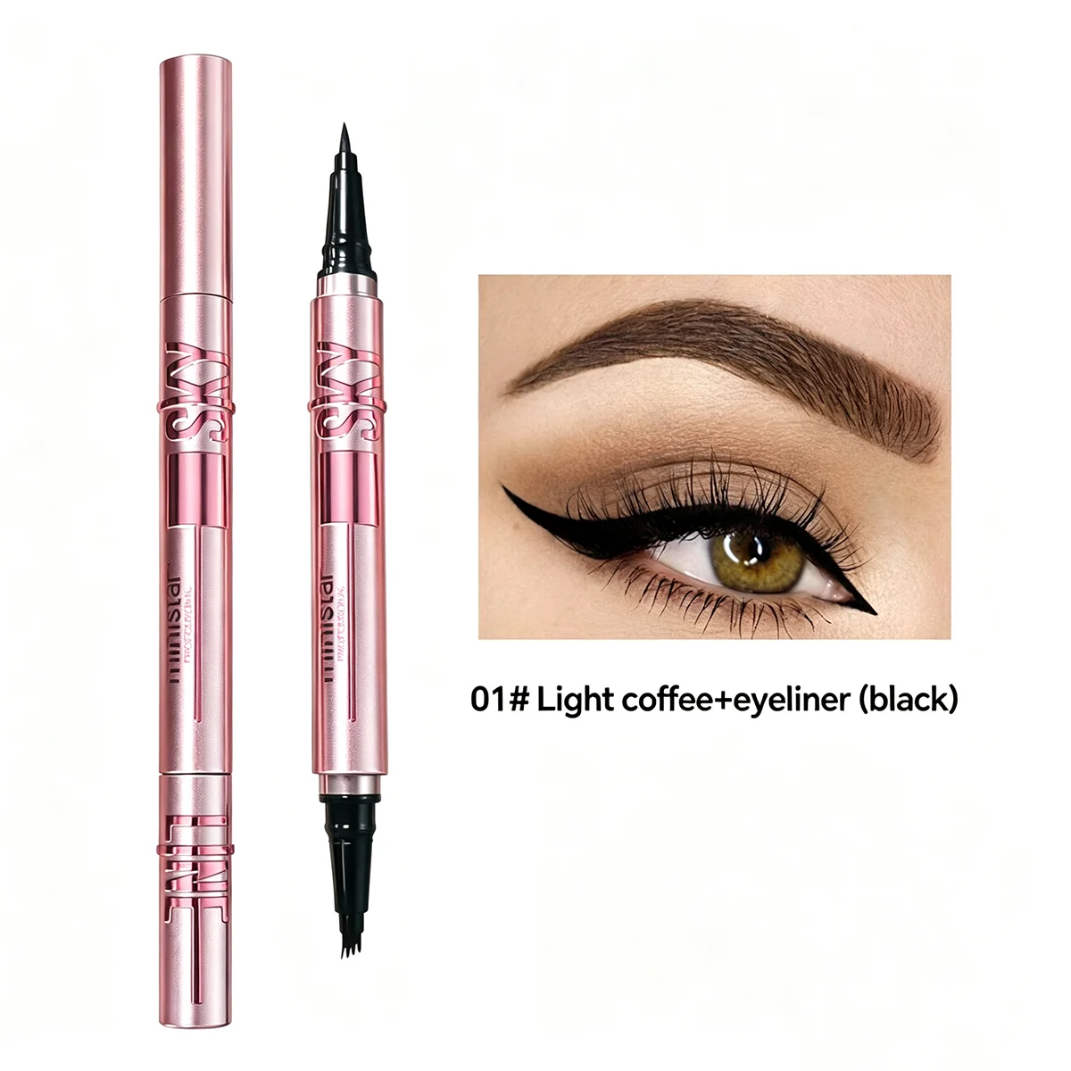 Double Head Dual-Use Eyeliner Pen Eyebrow Pencil Waterproof And Sweat Resistant, Long Lasting Eyeliner Outline Eye Makeup