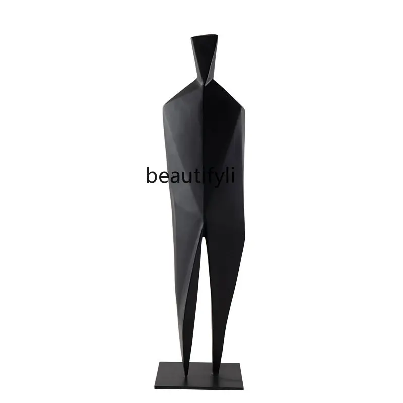 

zq Nordic Modern Black Abstract Upright Figure Sculptured Ornaments Model House Sales Office Lobby Living Room Soft Decorations