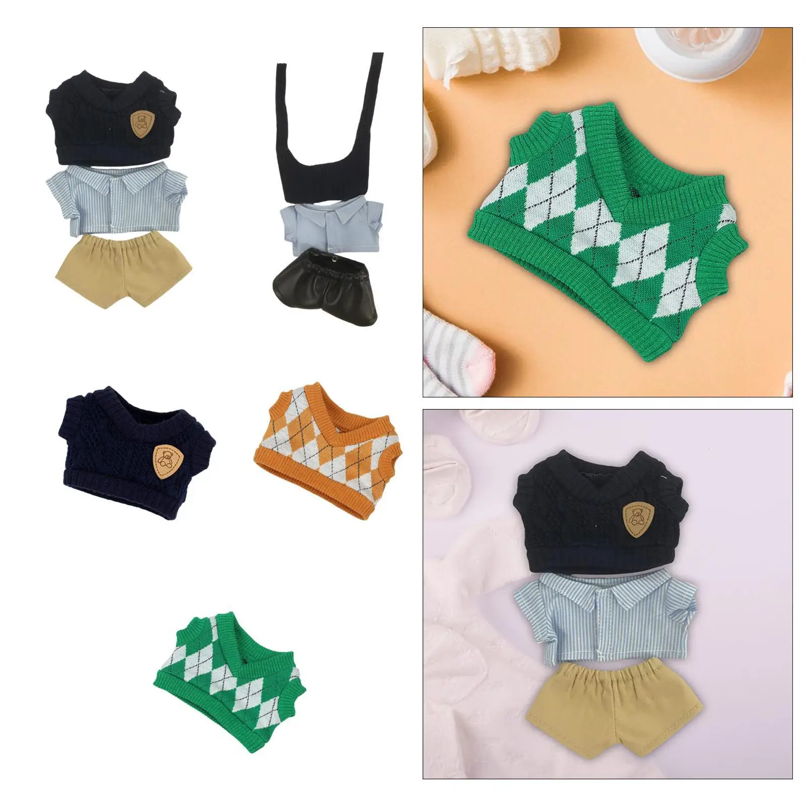 Ensemble de vêtements de poupée en peluche, jouet en peluche doux, accessoires de poupée, vêtements d'animaux en peluche, accessoires Photo pour poupée de 15cm 17cm