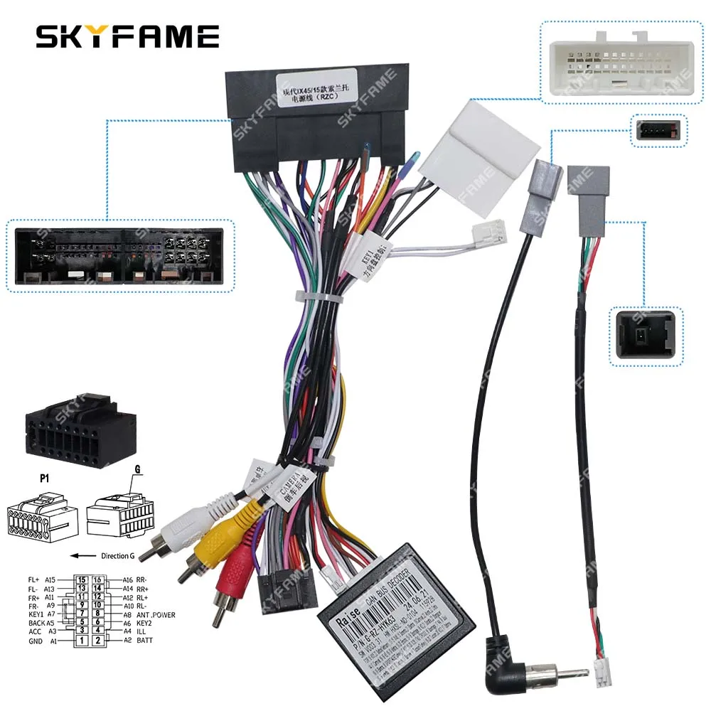 SKYFAME-adaptador de cablagem de carro, Canbus Box, rádio Android, cabo de alimentação para KIA Sorento, IX45, Tucson, IX35, G-RZ-HYK63, RZ-HYK13