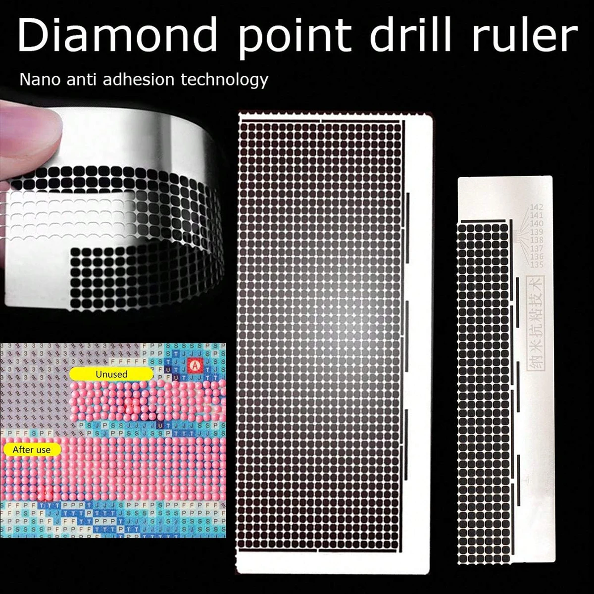 diamond painting dot diamond grid ruler, 240/1020 hole stainless steel ruler, DIY embroidery painting accessories, diamond tool