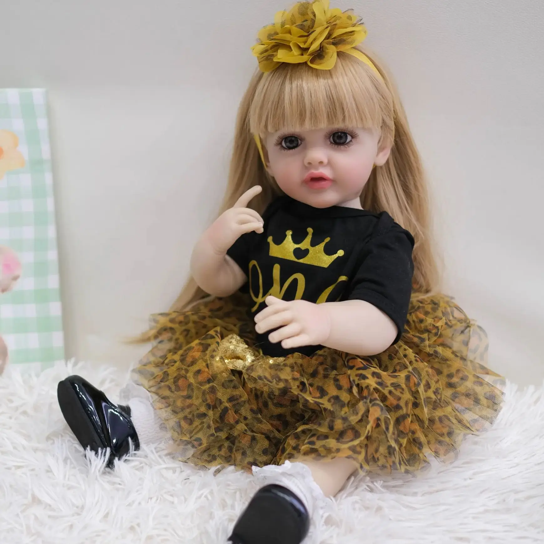 

22Inch Cuddly Full Body Silicone Viny Bebe Reborn Girl With Blonde Hair Handmade Lifelike Realistic Reborn Baby Girl