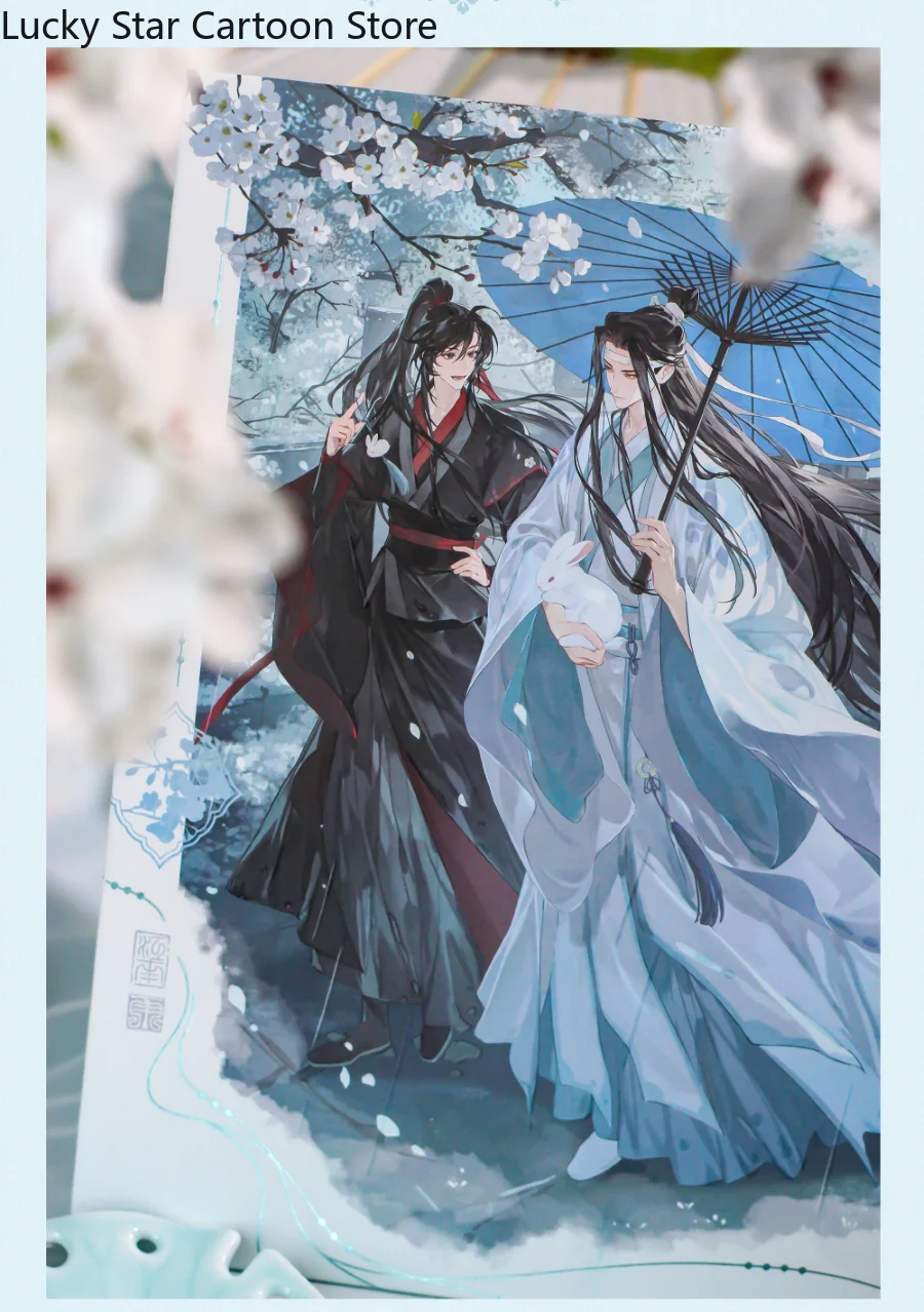 Oficial mo dao zu shi wei wuxian jiangnan rain série baji emblema shikishi cartão postal suporte acrílico original mdzs dia das bruxas