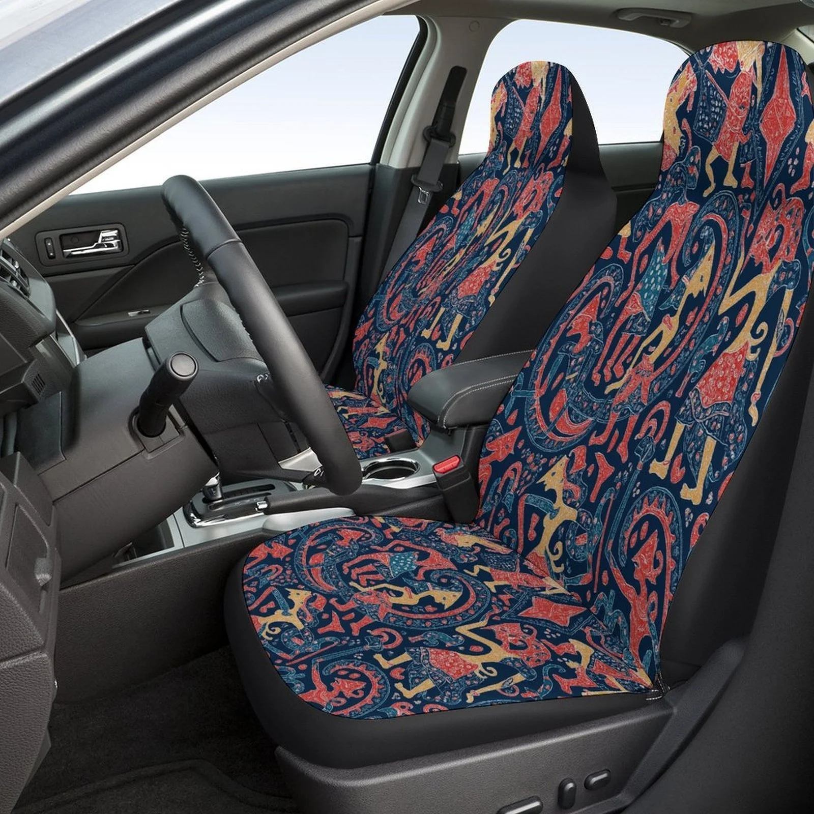 Animal Pattern Design Designed Car Seat Cover Set For Most Cars, Trendy Novelty High-quality Car Seat Protector Covers Full Set,