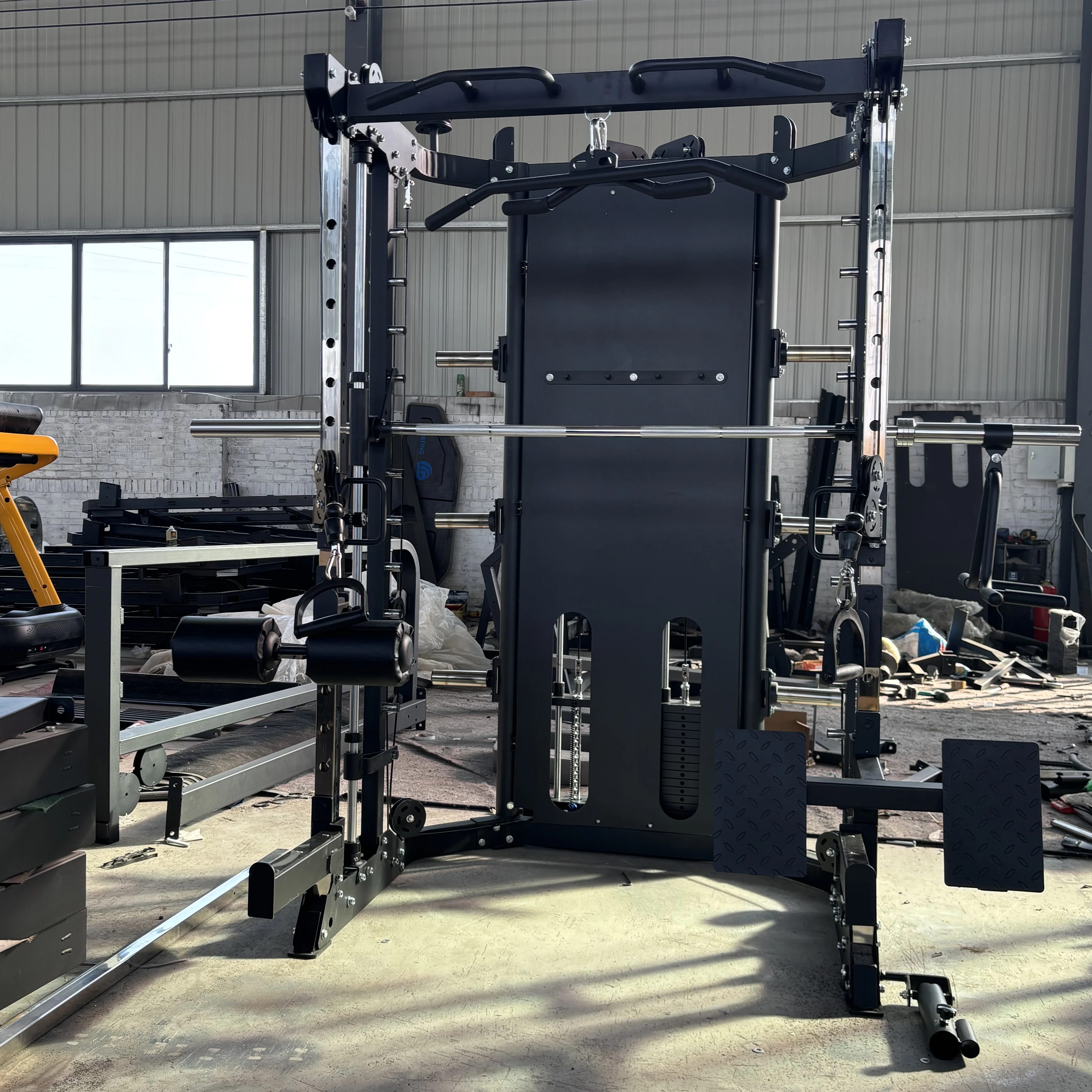 Commercial Use Multi-Functional Plate Loaded Gym Power Squat Rack Cage Smith Machine Strength Training Free Weight Trainer