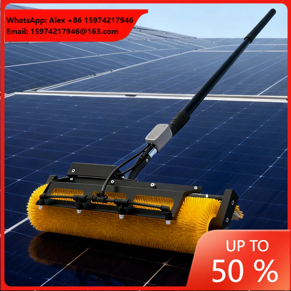 Solar Panel Cleaning Machine Rolling Brush WSE-G04 - 60cm Width, IP68 Waterproof, 3.5-7.5m Telescopic Rod & Remote Control