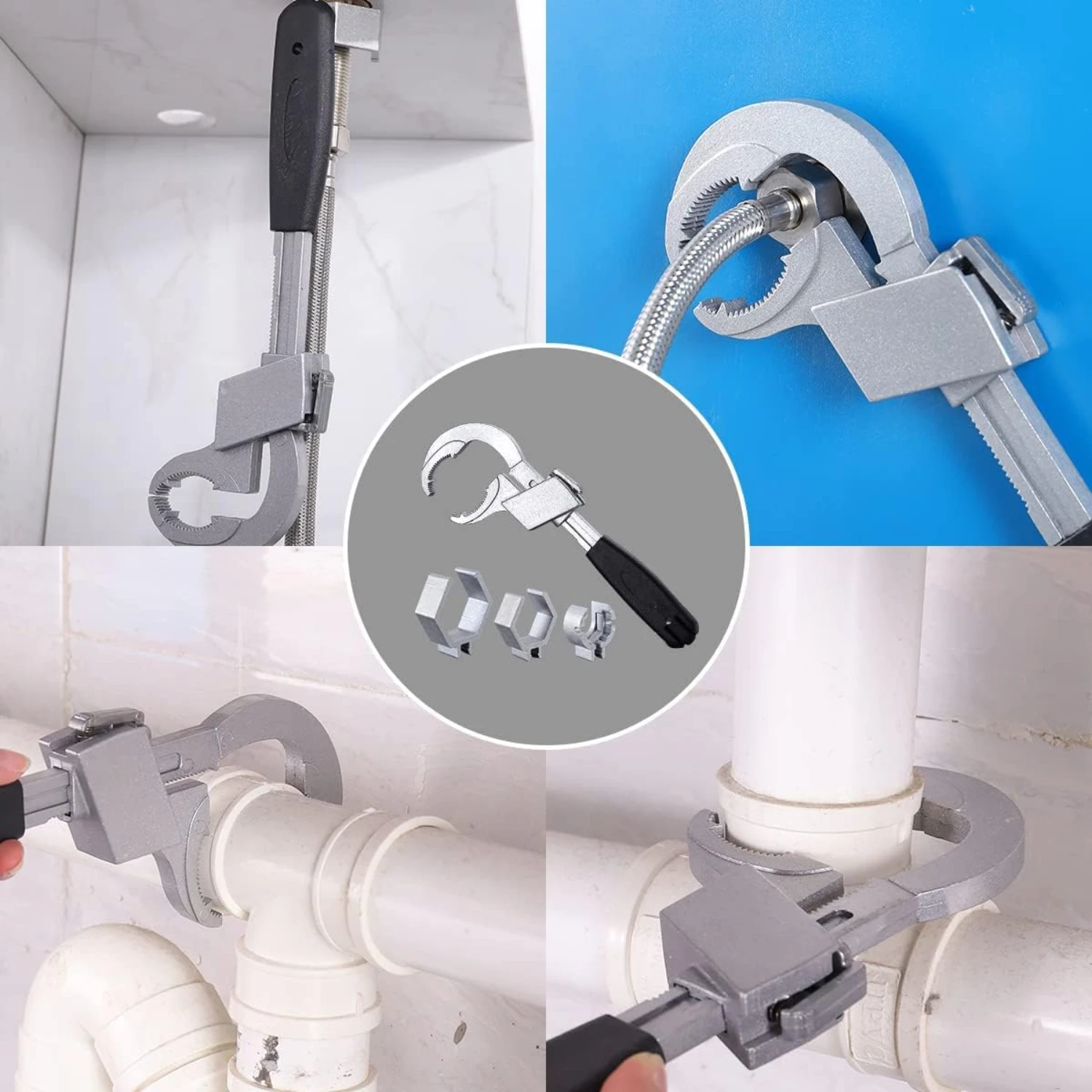 Highly Effective and Versatile Durable Adjustable Bathroom Sink Wrench Set - Convenient Essential Tool for Easy Repair, Assembly