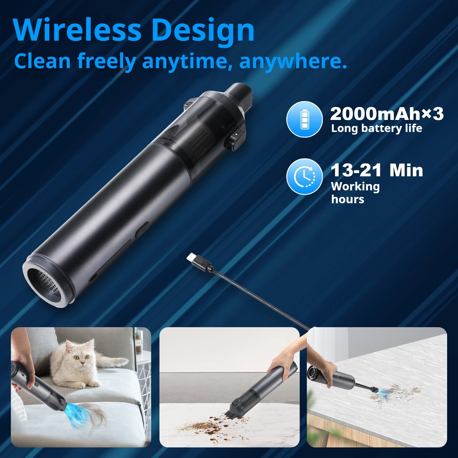 샤오미 유핀 차량용 진공 청소기 인플레이터 2 in 1 휴대용 무선 진공 청소기 핸드헬드 고흡입 미니 블로워 청소 도구