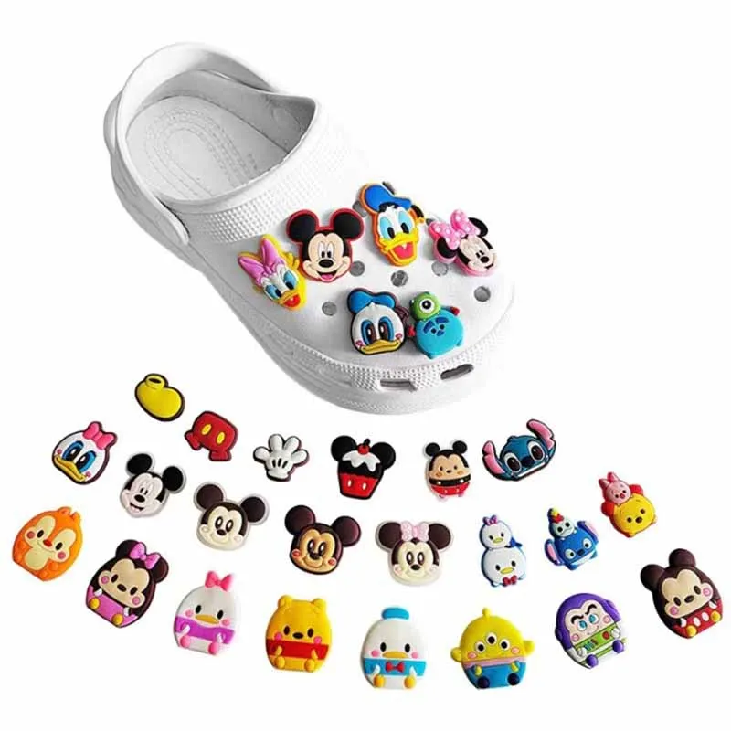 MINISO Classic Character Mickey Minnie Donald Shoe Charms Decoration Buckle Stitch PVC Sandals Accessories Kids Gifts