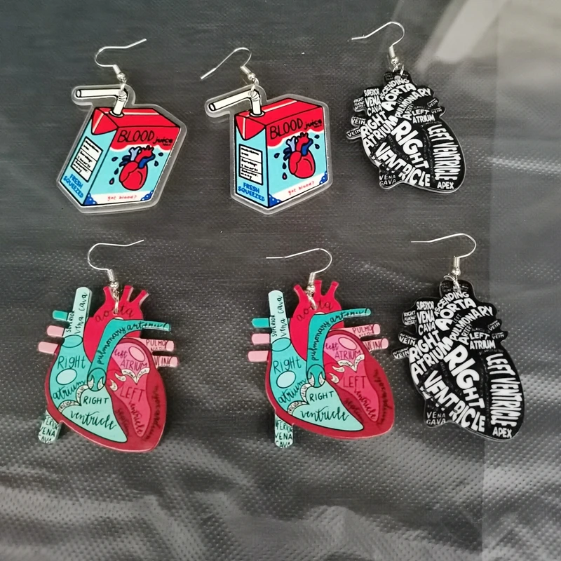 2023 New Best Selling Anatomical Heart Diagram Earrings for Nurse & School Teachere Earring