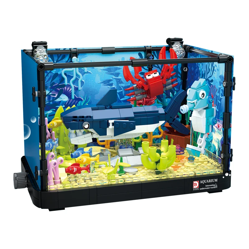 IN STOCK New Creativity Aquarium Fish Tank Building Blocks Model Marine Life Bricks Toys for Children Birthday Gift Set