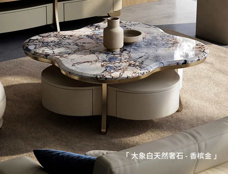 

Light luxury natural marble cloud small coffee table modern home high-end marble coffee table
