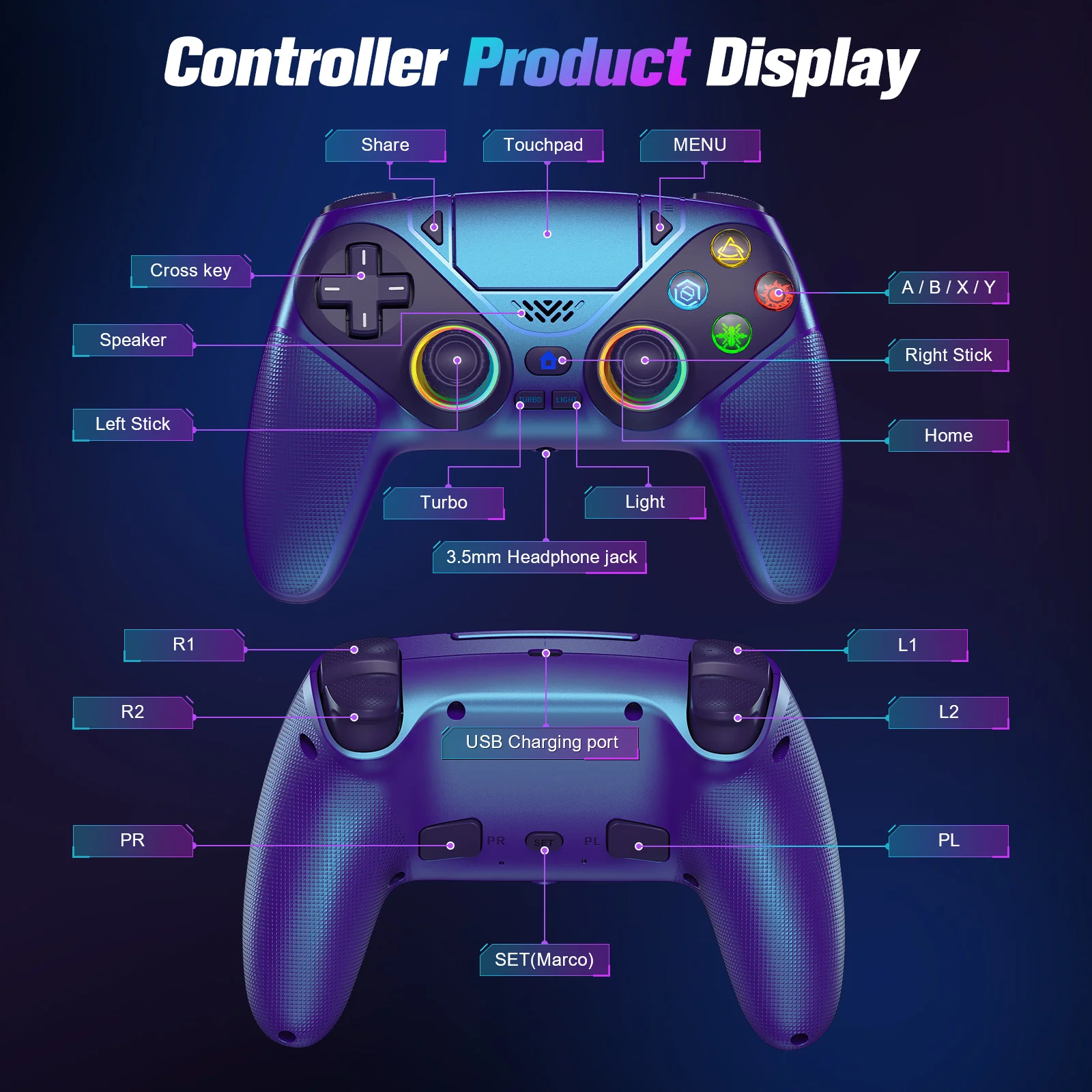 Bluetooth Gamepad For Playstation 5 Wireless Controller PS5 Console Gaming  Controller With Turbo Dual Sense Vibrate Programming - AliExpress 44