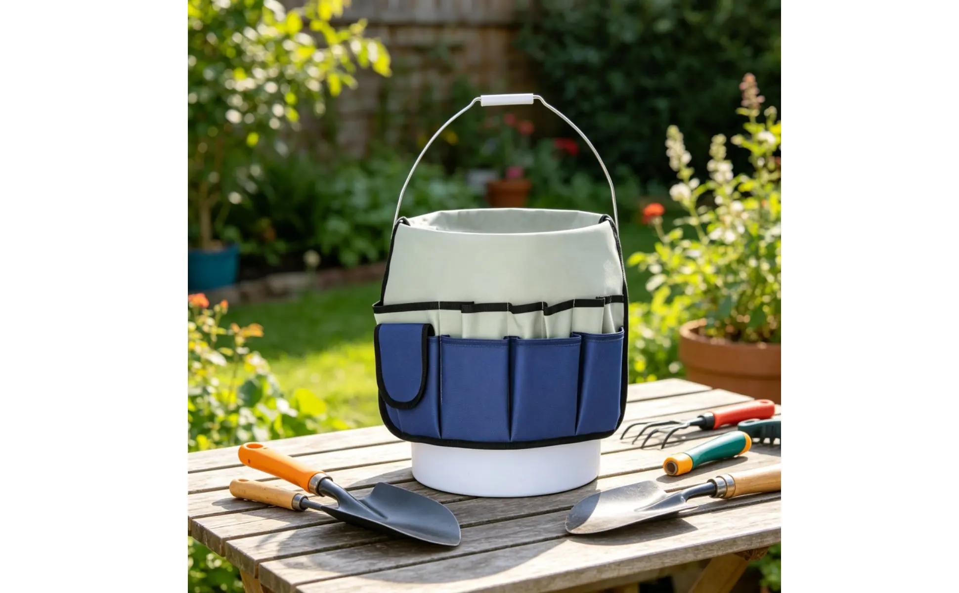 Gardening Tool Tote Large Capacity Multi-Pocket Tool Organizer Canvas Container Bag Waterproof Sturdy-Duty for Construction Site
