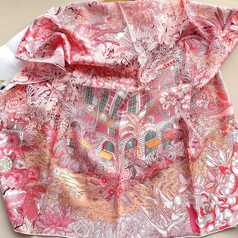 

Шелковый шарф 90 см, красные банданы с квадратной головкой, шали с закрученными краями, женская одежда, сумка, аксессуары, Рождественский подарок для мамы