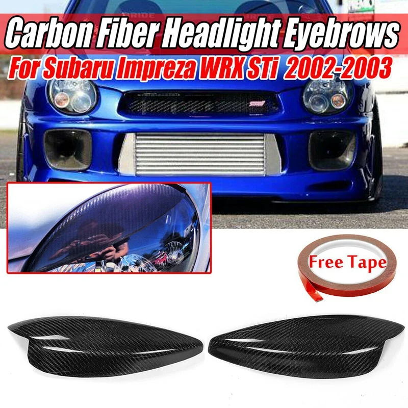 Real Carbon Fiber Car Front Headlight Eyebrow Eyelid Cover For Subaru Impreza WRX Sti 2002-2003 Headlight Lamp Eyebrow