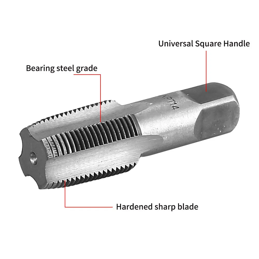 6-teiliges NPT-Rohrgewindebohrer-Set, präzises Gewinde-Sanitärgewindebohrer-Set aus Kohlenstoffstahl für saubere, genaue Gewinde