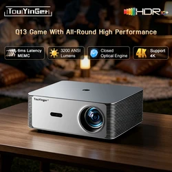 Touyinger Q13 Game 4K Full HD 3200ANSI Portable Projector with 2 GB/32 GB, Wi‑Fi, Android, Home Theater, Smart TV, Cinema, Beam, Video, and Movies