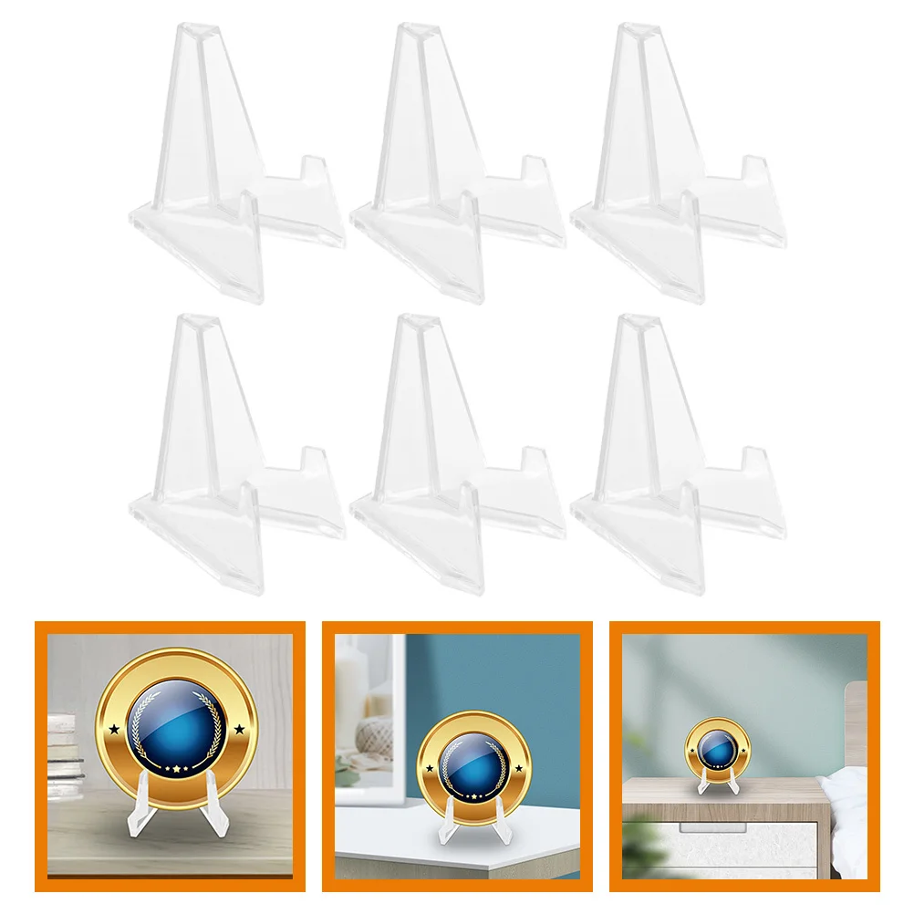 

6pcs Transparent Storage Racks Acrylic Display Stands For Badge Jewelry Organizer Holder Desktop Home Decor Triangle