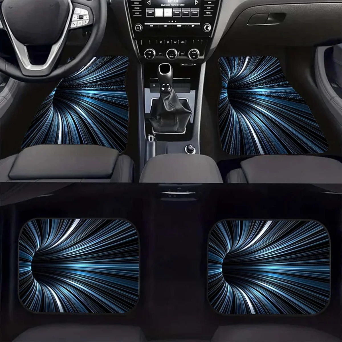 Set Of 4 Triple Moon Witch Design Car Floor Mats, Soft Crystal Velvet Vehicle Mats, Complete Front And Rear Coverage For Auto In