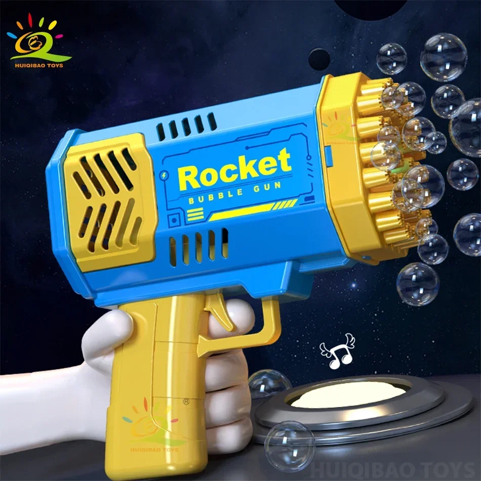 40 Holes Space Rocket Handheld Fully Automatic Lights Bubble Machine Electric Toys for Children Summer Outdoor Fantasy Toy Gifts