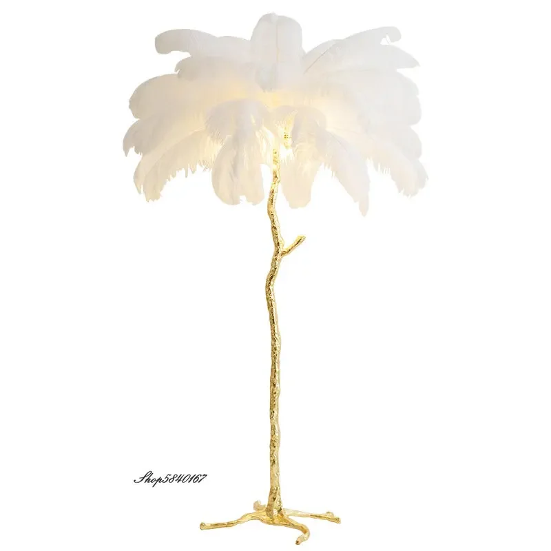 Imagem -06 - Ostrich Feather Floor Lamp Creative Floor Lights Resina Tree Standing Lamp para Sala de Estar Bedroom Desk E27 Designer Moderno