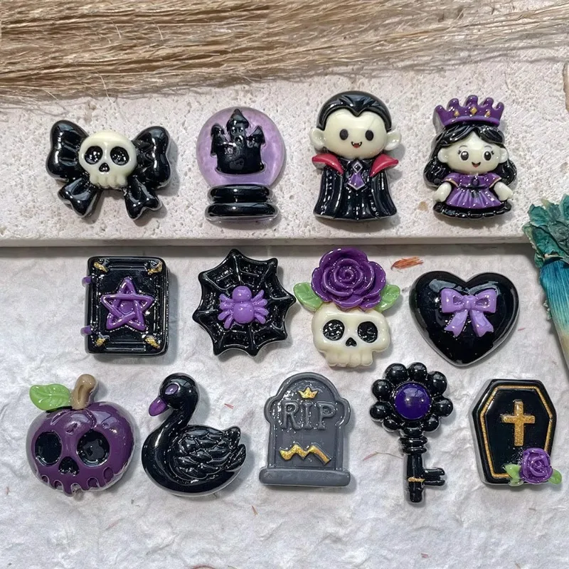 100Pcs Halloween Flatback Resin Cabochons Cute DIY Accessories Fridge Phone Case Hairpin Keychain Earrings Scrapbook
