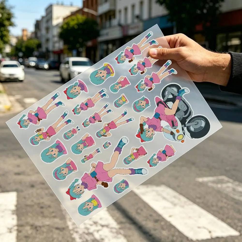 Vinilo Adhesivo Impermeable de Seguridad para Casco con Diseño de Anime Bulma para Coche, Moto y Bicicleta