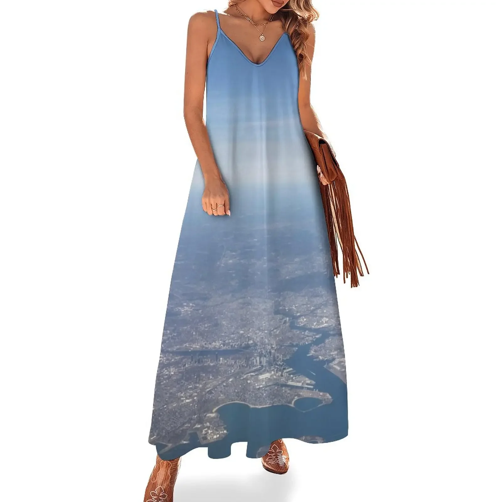 

Boston Massachusetts Aerial Photograph Sleeveless Dress Women's dresses women's dresses luxury long dresses for women