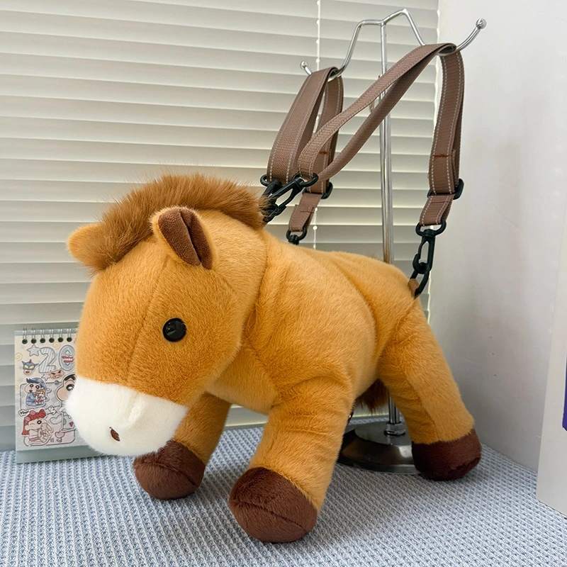 Mochila informal coreana, bolso de viaje, bonito bolso grande de felpa con perro de dibujos animados, bolso de hombro tipo bandolera de nailon de tendencia 2025, bolso para muñeca para mujer y niña