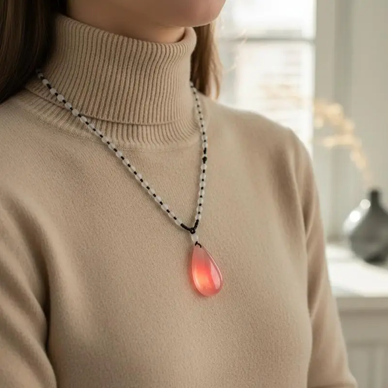 Sunlight UV Color Change Necklace Water Drop Pendent Necklace For Women Unisex Lucky Long Pendant Sweater Chain Ornaments
