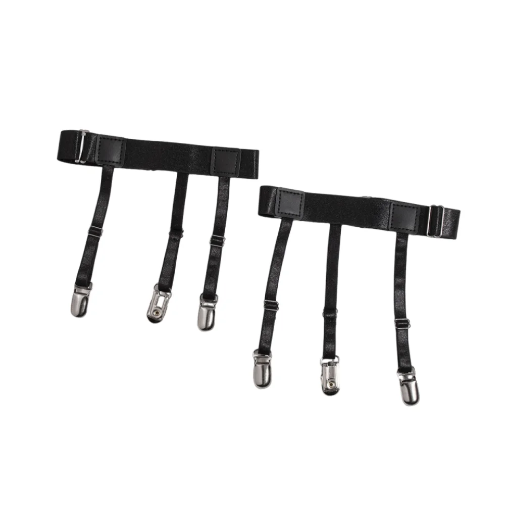 2Pcs Non-Slip Locking Clips Shirt Stays Belt Adjustable Locking Clamps Thigh Suspender Garter Keep Shirt Tucked Elastic Strap