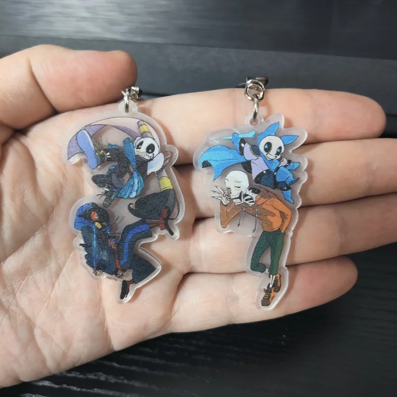 Game Undertale Frisk Sans Anime Figures Cosplay Acrylic Keychains Creative Hot Sale Keyrings Bag Pendant Toys 6CM Fans Gift