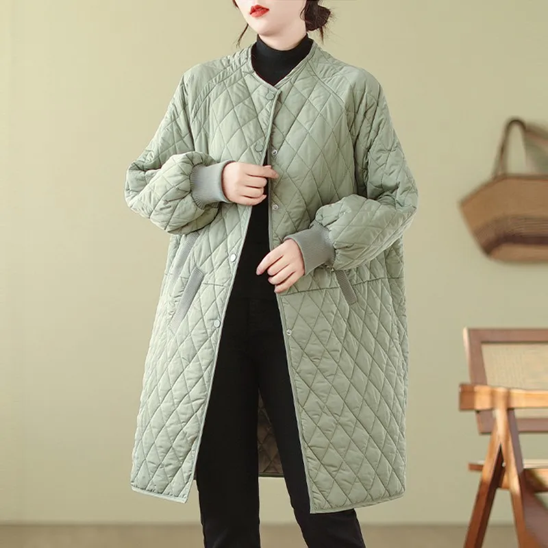 Women Casual Long Padded Jackets New Arrival 2023 Autumn Korean Style Solid Color Loose Female Thick Warm Quilted Coats B3212