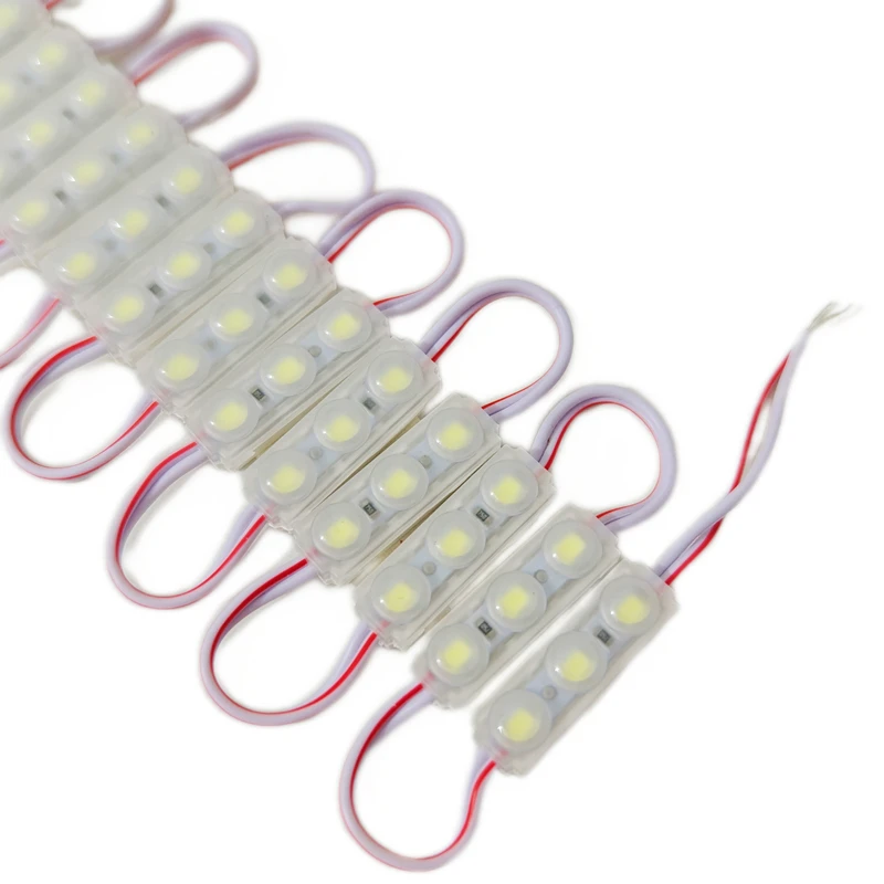 20개/묶음 LED 모듈 2835 SMD DC 12V 방수 인젝션 모듈 3LED 0.9W 미니 LED 모듈 상점 배너 디자인용