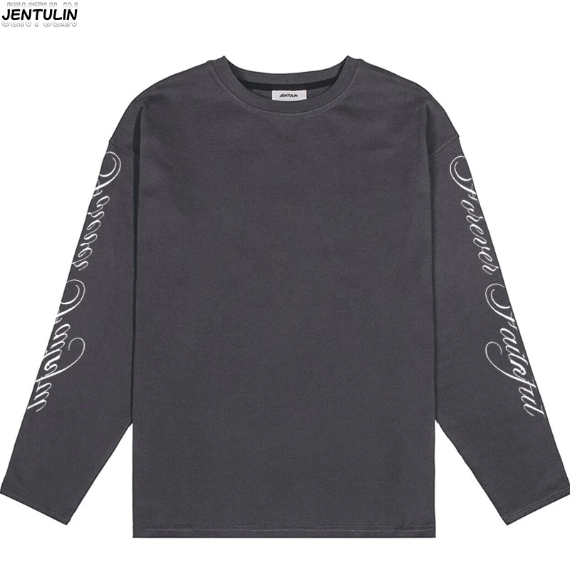 Men Clothing High Quality Letters Graphic Printing Casual Loose Long Sleeve T Shirts Y2K Trend Women Fashion Vintage Streetwear image 3
