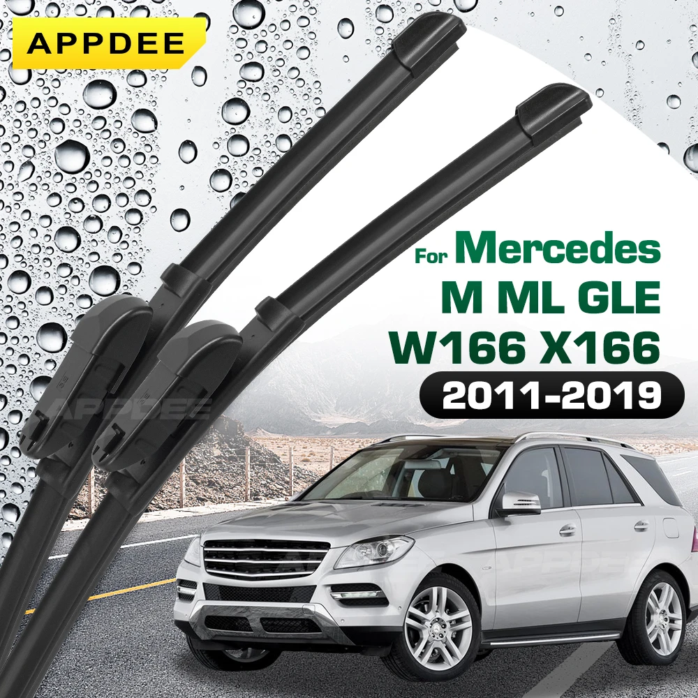 

APPDEE For Mercedes-Benz M ML GLE W166 X166 2011-2019 Silicone & Rubber Wiper Front Wiper Blades Windshield Windscreen Window Br